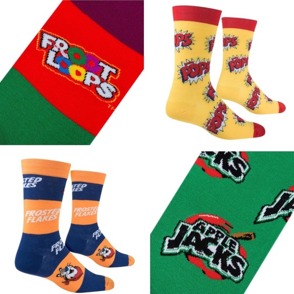 Men’s 2 Pack Kellogg’s Breakfast Cereals Theme Crew Socks Set - Picture 5 of 7